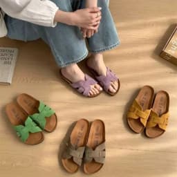Plus Size Soft Sole Vintage Flip Flops Summer New Round Toe Suede Cutout Flat Sandals