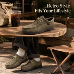 Mens Casual Dress Shoes Genuine Leather Hand-Sewn Loafers Shoes Elegant Mocassins, Casual Sneakers Lace-Up