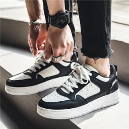 Men's Spring Summer Breathable Sneakers Trendy Versatile Thick-Soled White Sports Casual Shoes