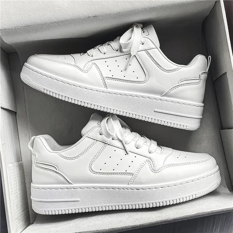 Men's Spring Summer Breathable Sneakers Trendy Versatile Thick-Soled White Sports Casual Shoes
