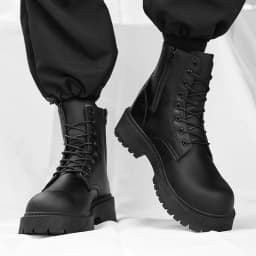 Couple's casual boots four season men's and women's high top leather boots fashion thick soled non slip plus size outdoor boots