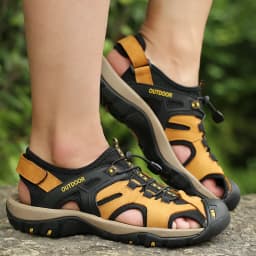 Summer Men Sandals Genuine Leather Casual Shoes Outdoor Antiskid Durable Sandals for Men Beach Shoes Roman Shoes Plus Size39-46