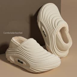 Baotou Waterproof Cotton Slippers, Home Cotton Shoes, Winter Warm and Non Slip Couple Cotton Slippers