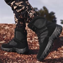 LOEIKAN Men Military Tactical Boots Shock Absorbing Anti-Slip High Top Shoes For Hunting Trekking Daily Work Outdoor