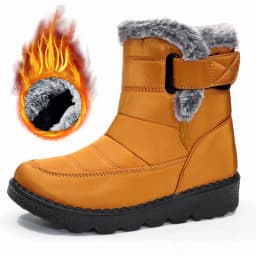 Women Waterproof Snow Boots Thick Fleece Lined Magic Tape Non Slip Sole Winter Warm Mid Calf Outdoor Boots