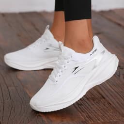 Women's Sneakers Breathable Knitted Mesh Comfortable Flat Lace Up Shoes Trendy Fashionable Casual Outdoor Women Running 2026