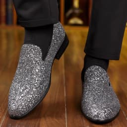 Luxury Loafers Men Shoes Gold Silver Sequin Wedding Shoes Fashion Designer Slip on Flats High Quality Men Formal Party Shoes New