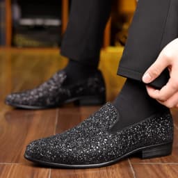Luxury Loafers Men Shoes Gold Silver Sequin Wedding Shoes Fashion Designer Slip on Flats High Quality Men Formal Party Shoes New