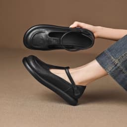 Vintage ChocolateBrown Round Toe Mary Jane Flats Soft Leather Slip-On Loafers Comfortable Casual Shoes Backless Mules Streetwear