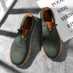 Men's Breathable Knit Casual Sneakers - Lightweight Slip-On Walking Shoes, Elastic No-Tie Laces, Comfortable Work & Daily Footwe