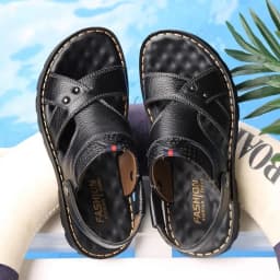 Summer Men Leather Sandals Leather Non-slip Men Shoes Slippers Outdoor Thick-soled Beach Shoes Comfor Soft Men Sandas