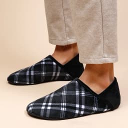 Warm Cotton Home Slippers Men Plaid Lightweight Indoor Shoes Non-Slip Rubber Sole Soft Bottom Cozy Bedroom House Moccasins