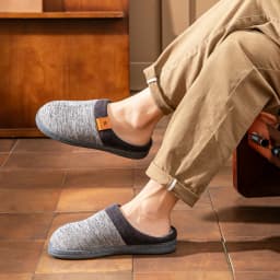 Winter Warm Men's Home Knitted Splicing Slippers TPR Anti slip Flat Shoes Comfortable and Soft Indoor Shoes