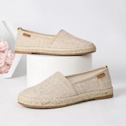 2026 Summer Comfortable Canvas Flat Shoes Women Breathable Non-Slip Espadrille Shoes Solid Color Shallow Casual Flats