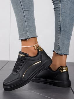 Baasploa Women Casual Sneakers Leather Platform Sneakers for Women Classics Comfort Skateboarding Shoes Non-Slip
