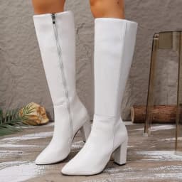 Foreign Trade Fashion New Boots Plus Size Zipper Women White Thigh Boots