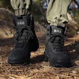 New High Quality Leather Men's Work Boots High Help Men Desert Combat Boots Outdoor Non-slip Hiking Shoes Men Motorcycle Boots