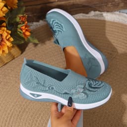 Women's Breathable Knit Sneakers Spring Summer Lightweight Casual Walking Shoes Microfiber Durable All Season Outdoor