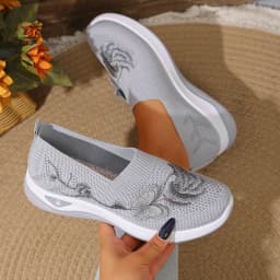 Women's Breathable Knit Sneakers Spring Summer Lightweight Casual Walking Shoes Microfiber Durable All Season Outdoor