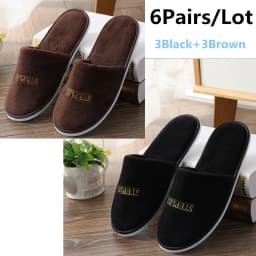 6 Pairs/Lot Winter Slippers Men Women Kids Disposable Hotel Slippers Home Slides Travel Sandals Hospitality Guest Footwear Shoes