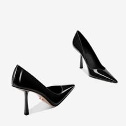 Temperament Fashion Pointed High Heels Sexy New Patent Leather Shallow Mouth Black Single Shoes Fashion High Heels Women's Shoes