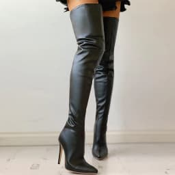 2026 High Heels Red Women Over The Knee Boots With Back Zip Pointed Toe Big Size 46 Stiletto Thigh High Boots Lady Shoes
