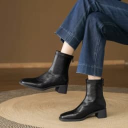 Autumn Vintage Elastic Slim Women Ankle Boots Fashion Soft Leather Shoes Ladies Elegant Thick Heel Mordern Short Booties