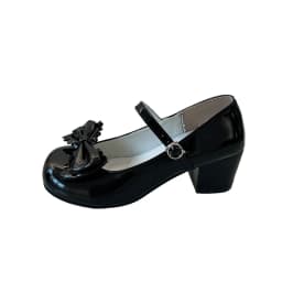 Plus Size Mary Jane Single Shoes Summer New Round Toe Open Toe Bow Slip Strap Anti-Slip Wear-Resistant Square Heel Shoes
