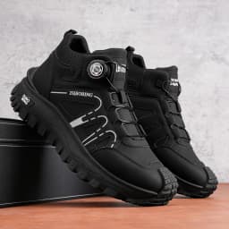 35-48 Large Size Fashionable Rotary Buckle High-Top Work Shoes for Men, Color-Blocking Retro Thick-Soled Non-Slip Outdoor Hiking Versatile Casual Sports Trekking Men's Boots