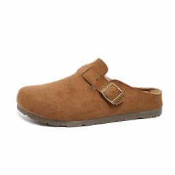 Women Retro Faux Suede Slip On Clogs Buckle Closed Toe Mules Korean Style Fashion Outdoor Flat Slippers Free Shipping Shoes