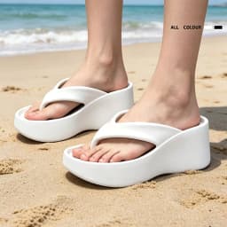 Women's Clip Toe Wedge Flip Flops 2024 Summer Chunky Platform Beach Sandals Woman Thick Sole High Heeled Eva Slippers Slides