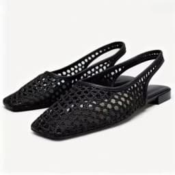 Summer Breathable Weave Mesh Flat Women Sandals Casual Square Toe Slingback Beach Hollow Out Footwear For Lady Shoes