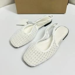 Summer Breathable Weave Mesh Flat Women Sandals Casual Square Toe Slingback Beach Hollow Out Footwear For Lady Shoes