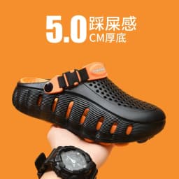 New hole shoes for men in summer, thick soled, non slip, breathable driving sandals, durable and fashionable beach shoes