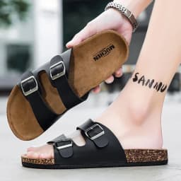 Fashion Classic Unisex Slippers For Men Comfortable Summer Cork Shoes For Men Outdoor Sandals Microfiber Plus Size 36-46