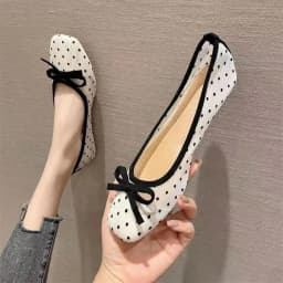 Flat Shoes for Women 2026 Spring/Summer New Women's Shoes Large Bow Mesh Square Head Flat Heel Sandals Ladies