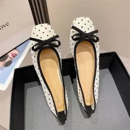 Flat Shoes for Women 2026 Spring/Summer New Women's Shoes Large Bow Mesh Square Head Flat Heel Sandals Ladies