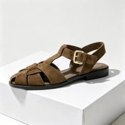 Suede Weave Retro Metal Buckle Designer Sandals Women Hollow Gladiator Shoe Summer 2026 Flat Beach Shoes Female Zapatos De Mujer