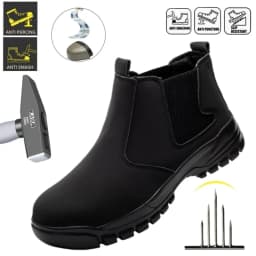 Waterproof Leather Men Shoes Non-slip Indestructible Protection Boots Men's Lightweight Safety Work Shoes Indestructible