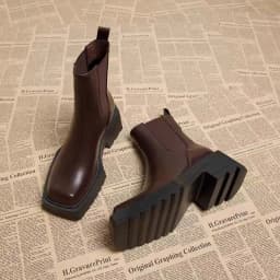 Chelsea Boots Women Autumn Platform 2025 Early Autumn Square Toe Booties Spring and Autumn Single Boots