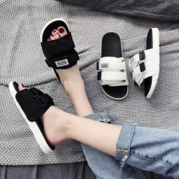 Summer Outdoor Men Slippers Fashion Hook&Loop Canvas Casual Couple Shoes Slip-on Beach Slippers Sandals Women Shoes Flip Flops