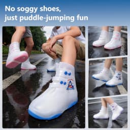 Kids Rain Shoe Covers Reusable Overshoes for Rainy Days Non-Slip PVC Waterproof Boot Galoshes for Boys and Girls