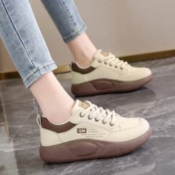 Girls' White Shoes Students' Thick Soled Height Increasing Outdoor Wear Sports Shoes Women' Clothing Matching Casual Board Shoes