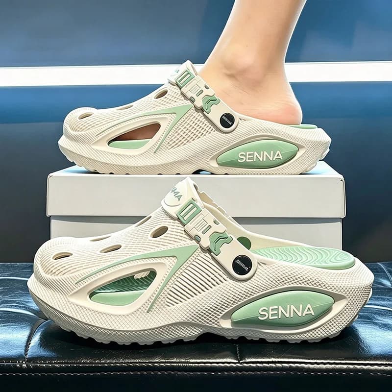 Men's Summer Hollow-out Clogs Breathable Slip-on Sandals Casual Lightweight Non-slip Soft Sole Fashion Vacation Beach