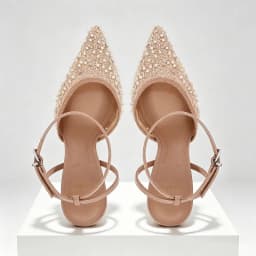 Luxury Bling String Bead Mesh Designer Pumps Women Sexy Pointed Toe Ankle Strap High Heels Elegant Party Wedding Heeled Sandals