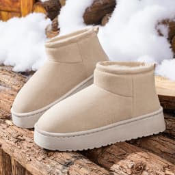 Faux Suede Thick Bottom Snow Boots Women 2025 Trend Warm Thicken Plush Cotton Shoes Woman Slip On Non Slip Winter Ankle Boots