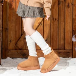Faux Suede Thick Bottom Snow Boots Women 2025 Trend Warm Thicken Plush Cotton Shoes Woman Slip On Non Slip Winter Ankle Boots