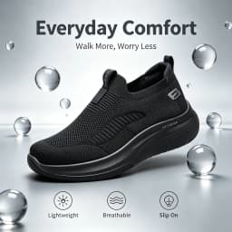 Desai Men's Wide Width Knit Slip-on Sneakers Max Cushion Walking Shoes Lightweight Breathable