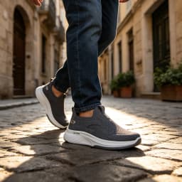 Desai Men's Wide Width Knit Slip-on Sneakers Max Cushion Walking Shoes Lightweight Breathable
