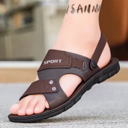 Trend Slippers Man Outdoor Leather Men's Sandals Large Size 48 Sandals Men Summer Flat Casual Leather Slippers Sandals For Men